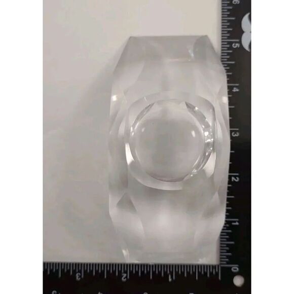 Oleg Cassini Crystal Tea Light Votive Signed Faceted Curve Candle Holder - Picture 12 of 16